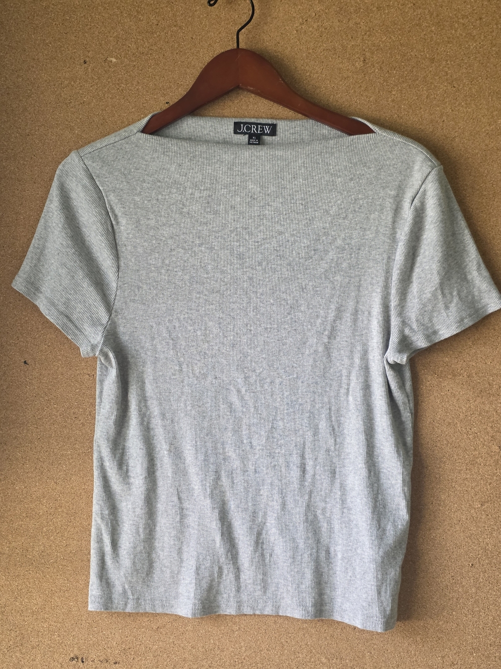 J.Crew XL Women’s Soft Gray Cotton Modal Tee Short Sleeve Ribbed Crew Neck